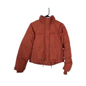 Topshop‎ Burnt Orange Puffer Coat Womens XS 2 Gorpcore Cottagecore
